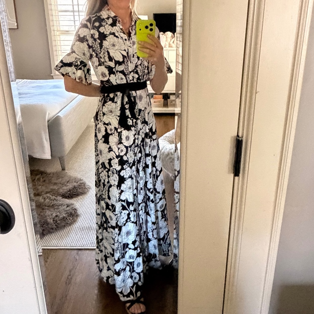 MAEVE Anthropologie Floral Maxi Shirt Dress XS